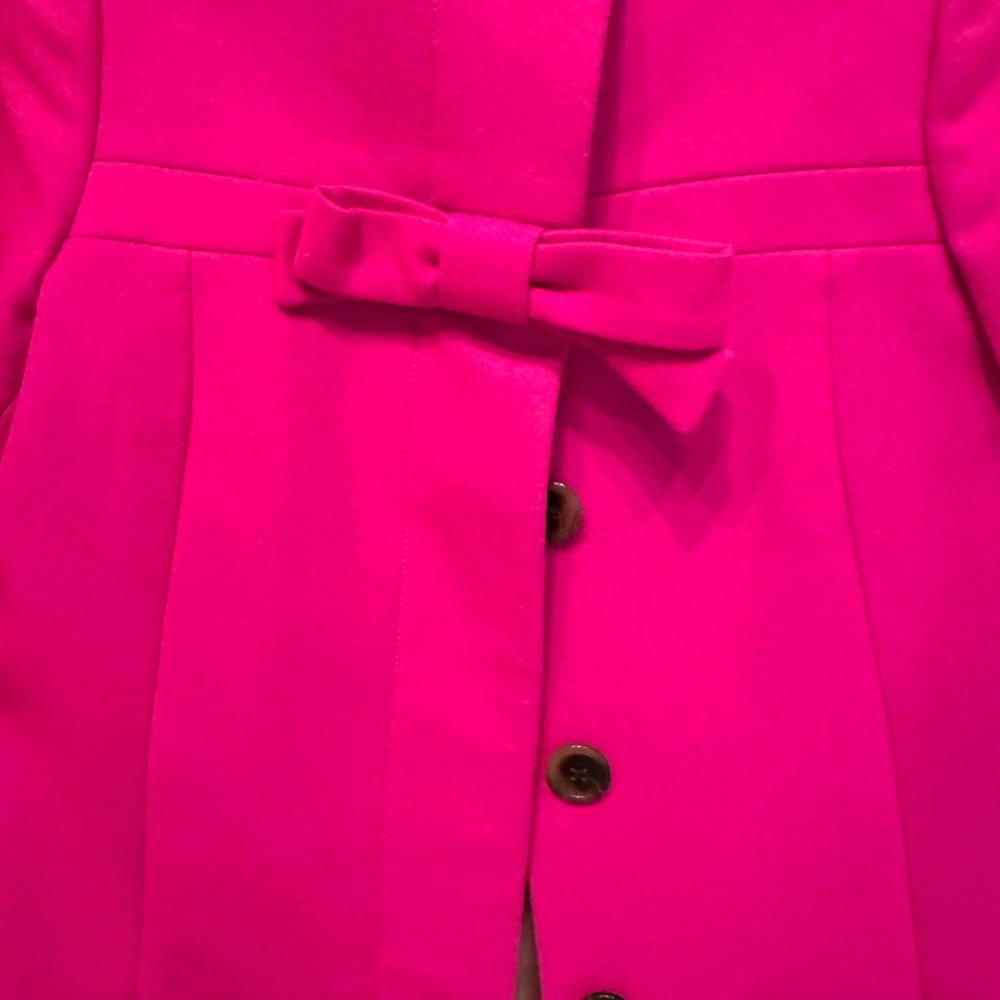 J. Crew Vibrant Pink Trench Coat with Bow Detail - Picture 3 of 7